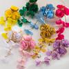 Multi-layer Chiffon Flower Earrings Vacation Style Niche Design Sense Stud Earrings Fashion Ins Style Long Earrings Jewelry
