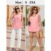 CHARMLEAKS Tank Top Built In Bras for Women Summer Pleated Square Neck Tops Flowy Sleeveless Shirts
