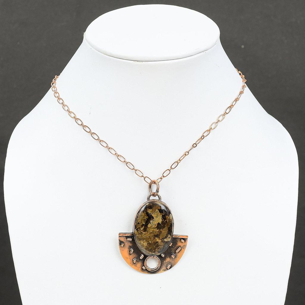 Bronzite Pendant Copper Pendant Very Pretty Gemstone Pendant Handmade Jewelry Bronzite Copper Jewelry Special Occasion Gift Healing Stone
