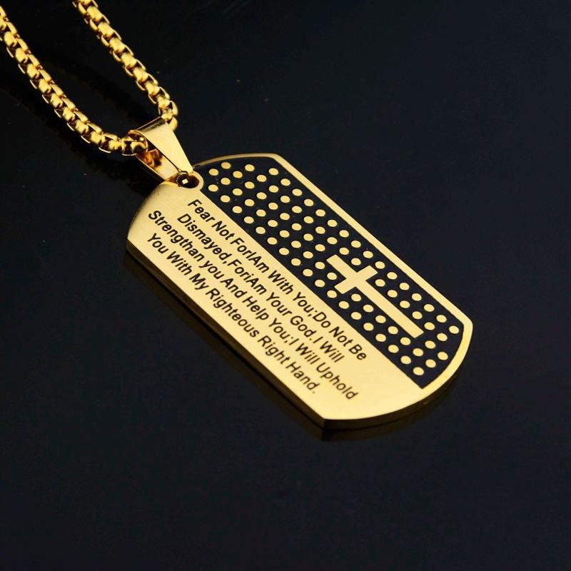 European and American Letter Crusader Brand Pendant Hip-hop Versatile Titanium Steel Necklace for Men and Women 60CM