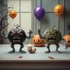 Pumpkin Evil Figurine Spooky Resin Halloween Tabletop Decoration for Home Office Desk Decor Halloween Party Supplies