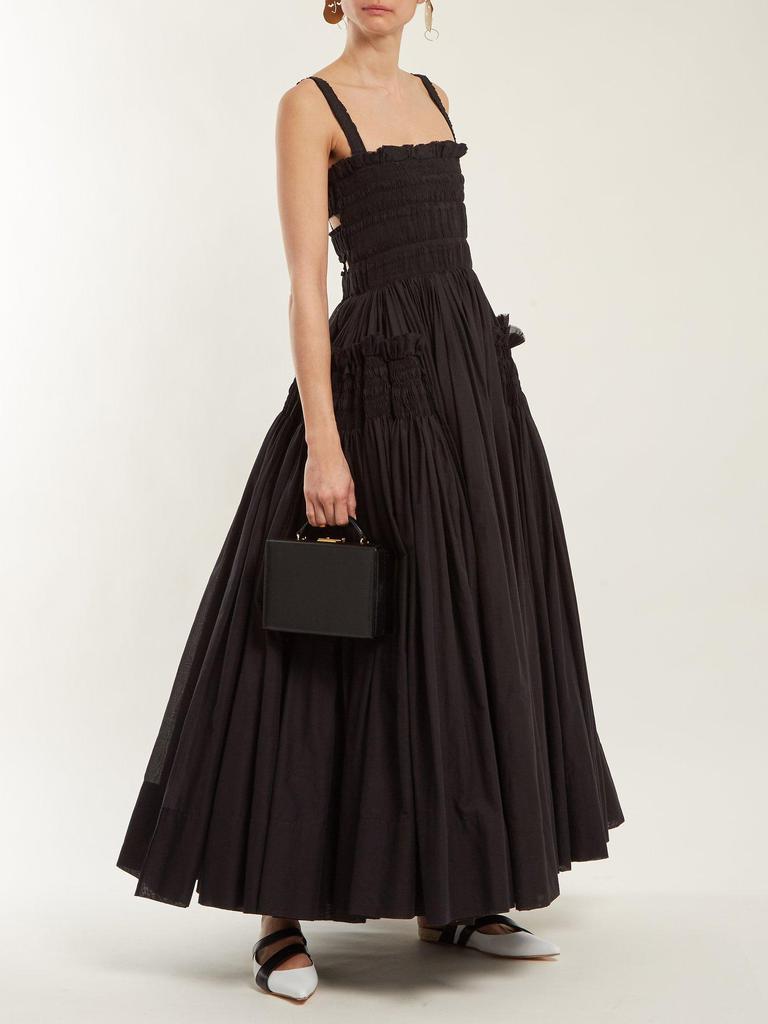 French Retro White Spaghetti Strap Backless Ruffled Slimming Maxi Dress