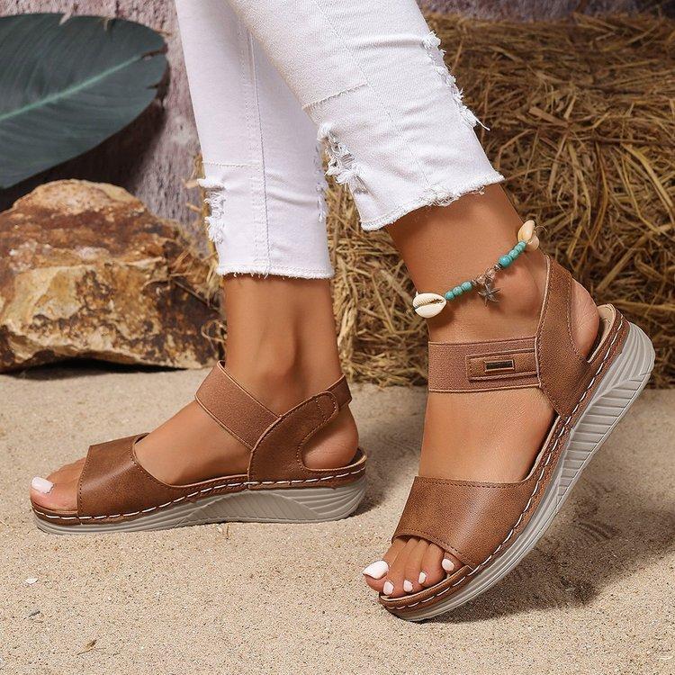 

Women s Plus Size Summer Vintage Sandals Flat One-Strap Comfortable Casual Shoes 36