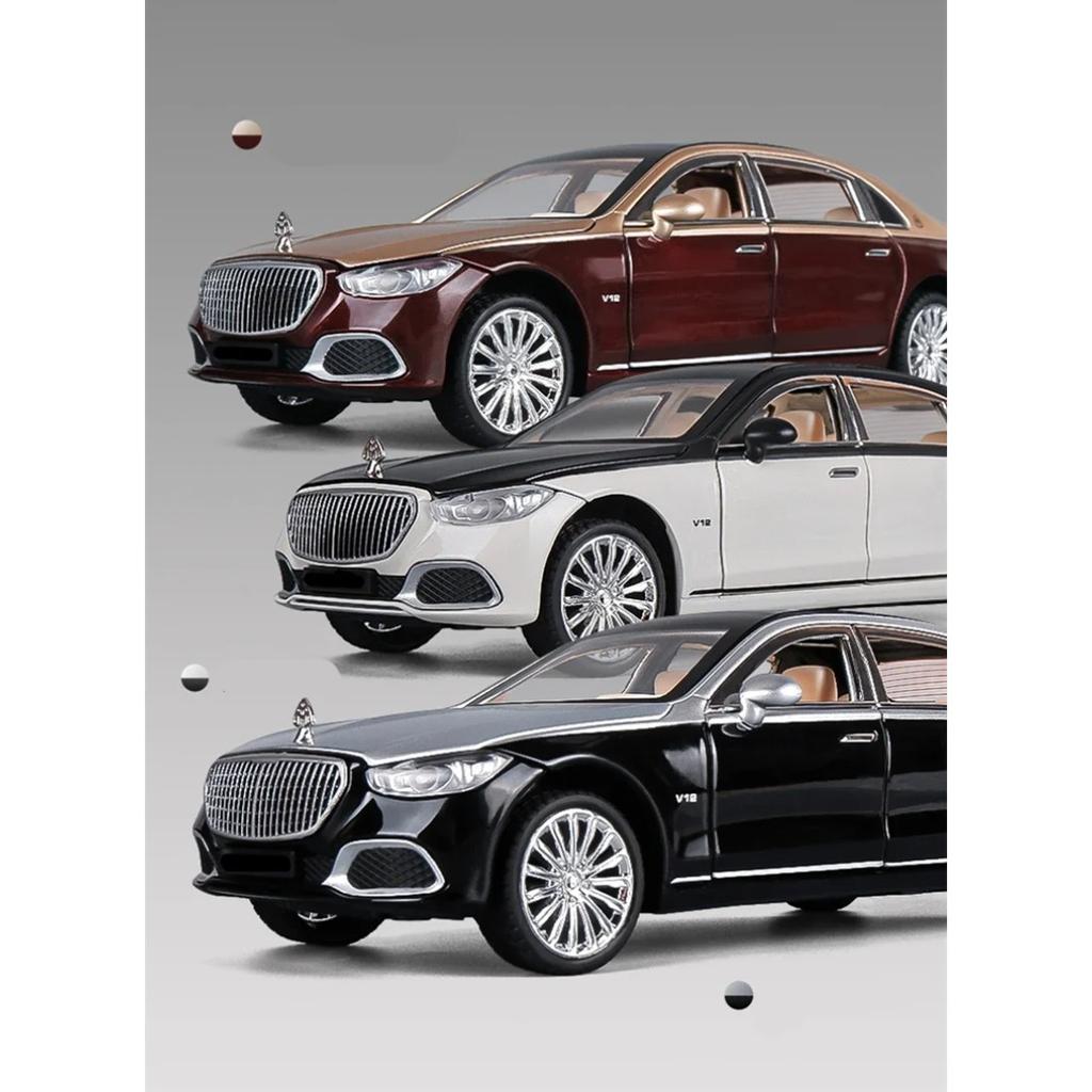 1/24 Benz Maybach S680 Alloy Metal Car Model Diecast Metal Toy Vehicles Car Model High Simulation Sound and Light Childrens Gift