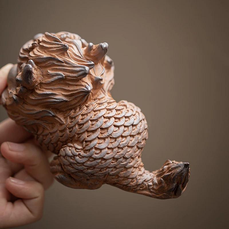 Old Rock Mud Qilin Figurine Decoration Chinese Tea Pet Kung Fu Teaware Accessories Can Be Raised Tea Pet Household Handicrafts