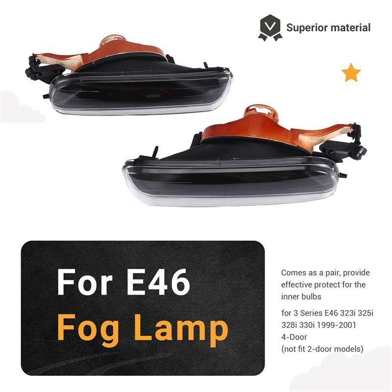 Durable-1 Pair Fog Light Left Right Fog Lights Driving Lamps Cover For-BMW 3 Series E46 4 Door 1999 2000 2001 LED Car Day Light