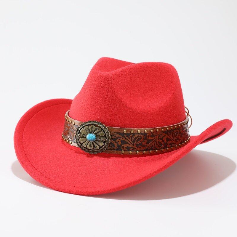 Men and Women Woolen Felt Hat European and American Jazz Hat Curled Top Hat Ethnic Style Sun Protection Hat Cowboy Hat