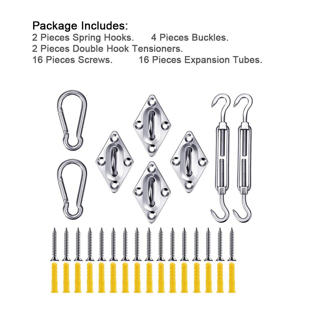 Ship Sunshade Stainless Steel Spring Hook Awning Canopy Buckle Swing Hardware Screws Kit for Household Outdoor