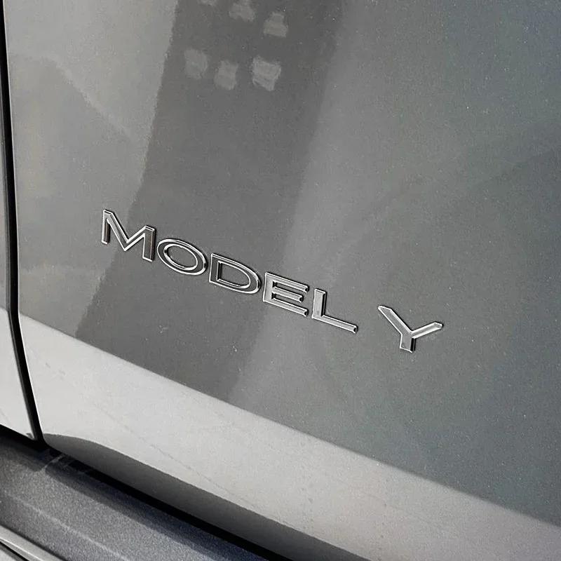 Autoaufkleber Tesla 3D ABS Logo Emblem Buchstaben Auto Kofferraumplakette Hintere Buchstabenbeschriftung Galvanisiert Für Tesla MODEL 3 Y Zubehör