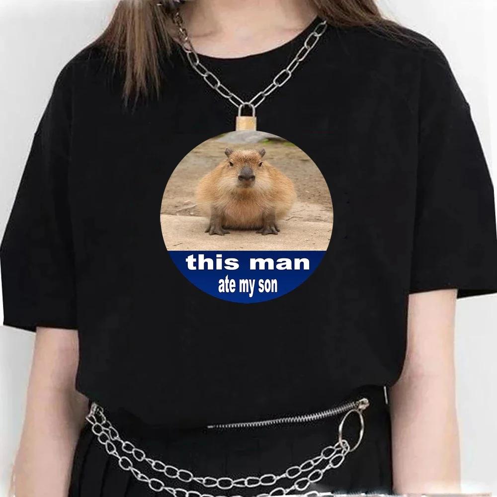 Cute Capybara Clothing T-Shirt Women Vintage Cartoon T Shirt Female Casual Anime Top Tees T Shirt Manga Women Graphic Tee Tops