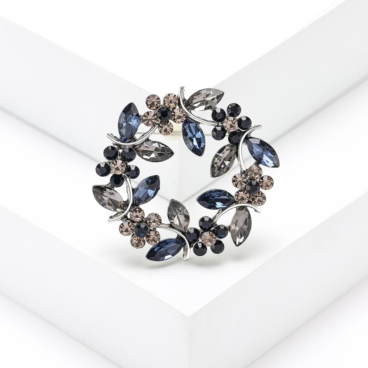 

Брошь со стразами в виде листьев, булавка для воротника-корсажа, ювелирные изделия, аксессуары для одежды