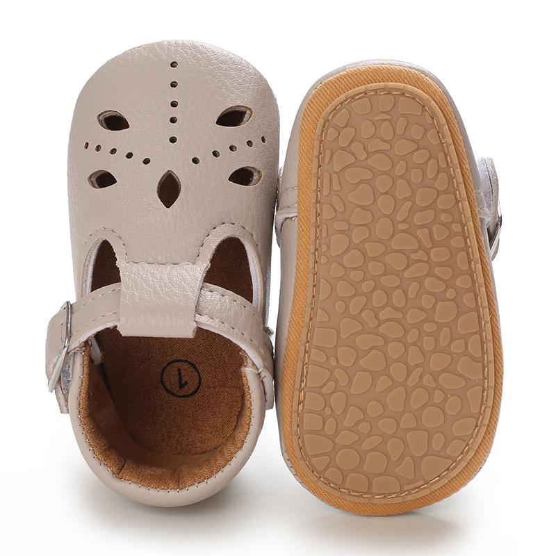Khaki 0-18M Baby Casual Shoes Infant Toddler Bowknot Non-slip Rubber Soft-Sole Flat PU First Walker Newborn Bow Decor Mary Janes