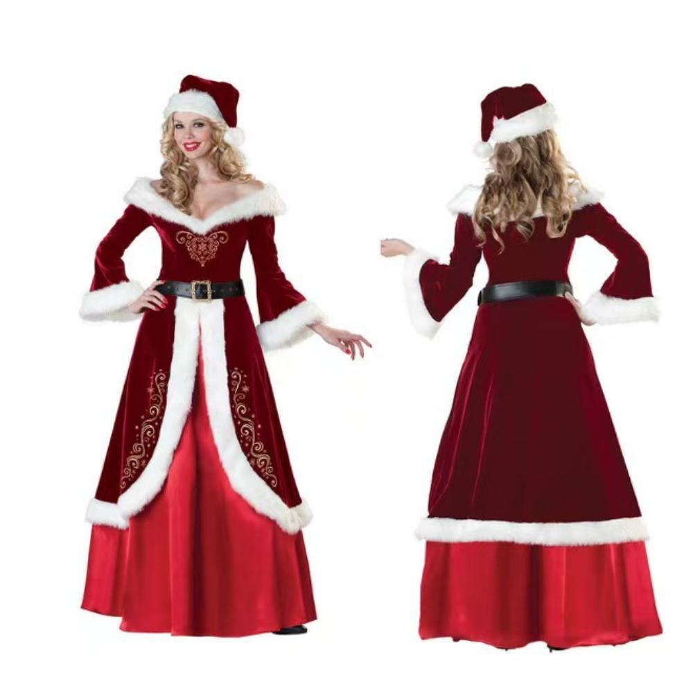 Adult Performance Costume Christmas Dress - Elegant Long Gown for Holiday & Stage