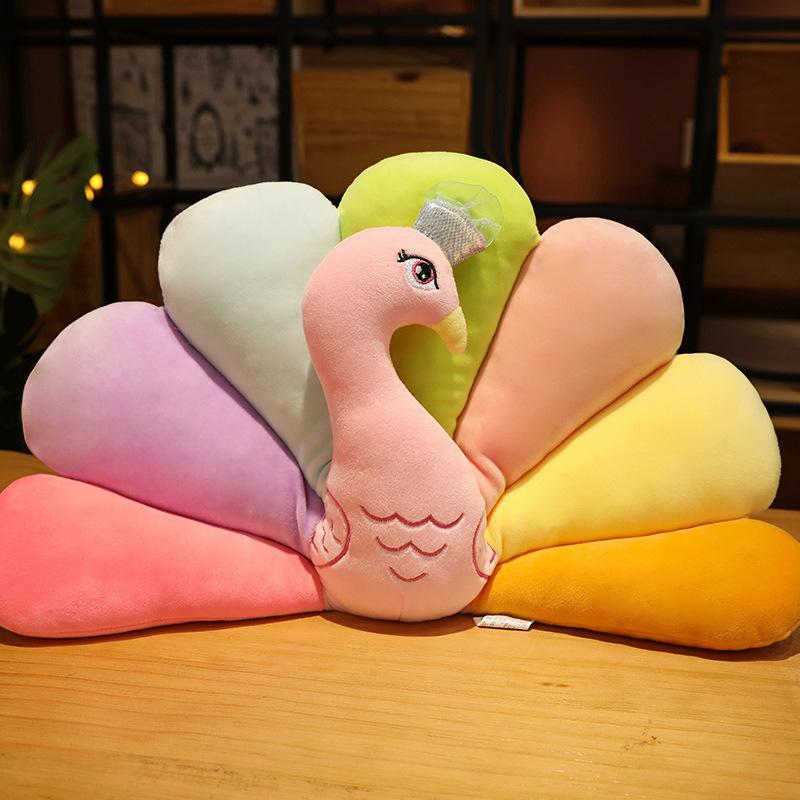 Creative Peacock Open Screen Pillow Plush Toy Doll Zoo Peacock Doll Children Sleeping Soothing Ragdoll