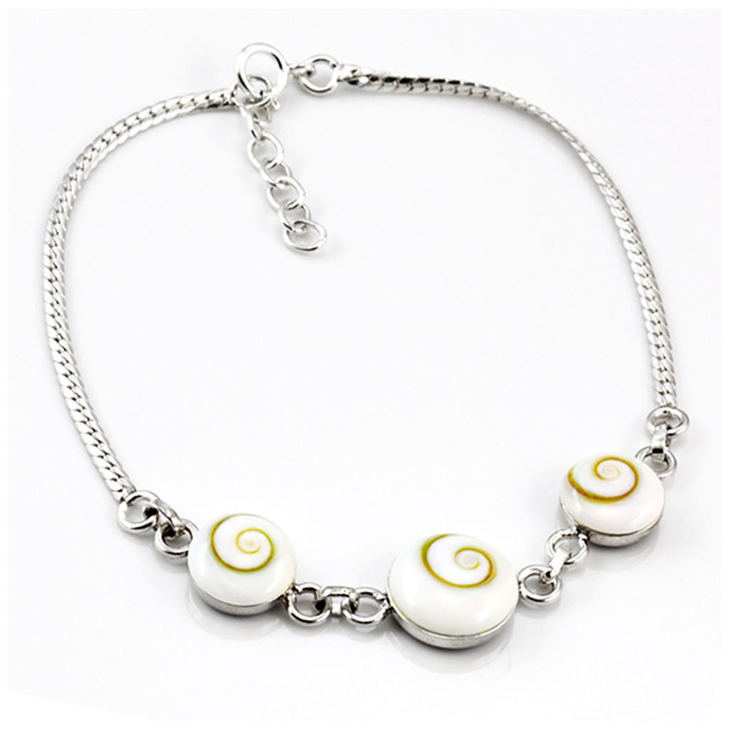 Les Trésors De Lily [R4537] - Ručně vyrobený stříbrný náramek 'Svatá Lucie' stříbrný bílý - 43x10 mm