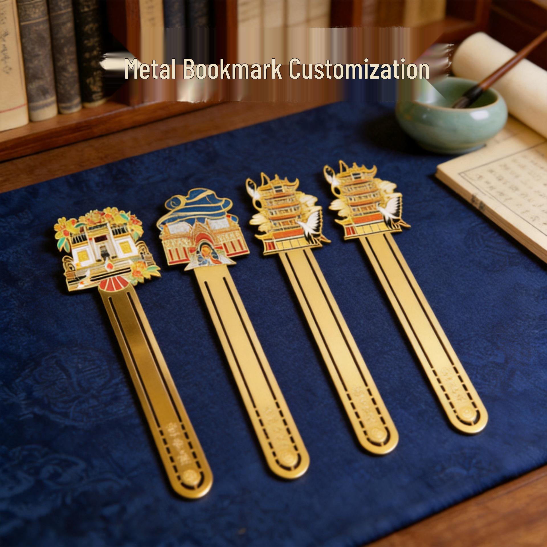 Chinese Style Hollowed Brass Logo Bookmarks - Classic Campus Gifts YH99