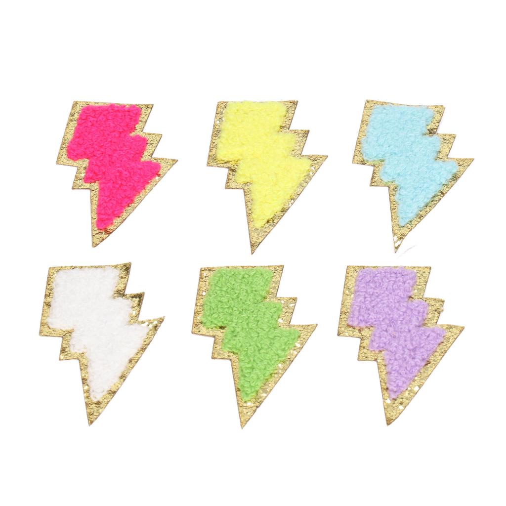 6 Pcs Lightning Iron On Patches Delicate Lightning Shape Decorative Embroidered Patches for Clothes
