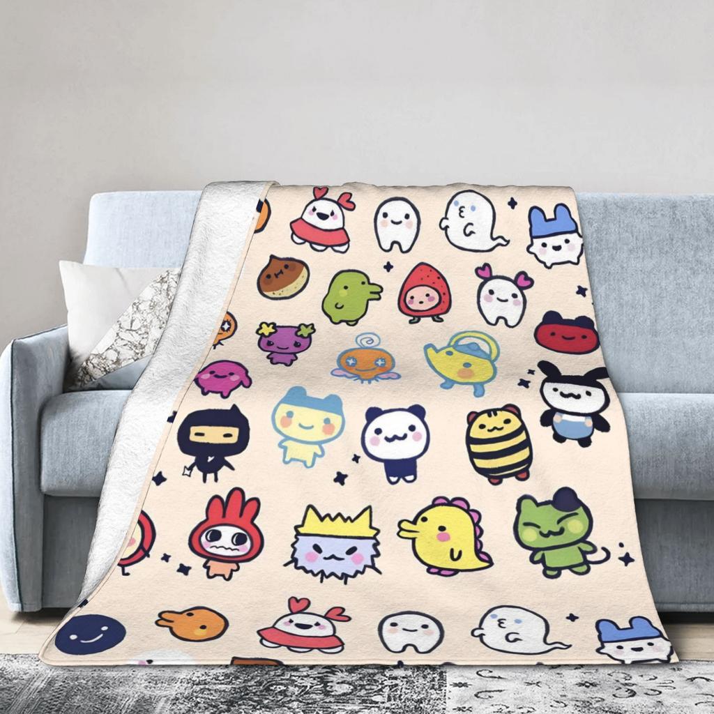 Japanese Cute Tamagotchis Blanket Flannel Funny Breathable Throw Blanket for Coverlet Autumn/Winter