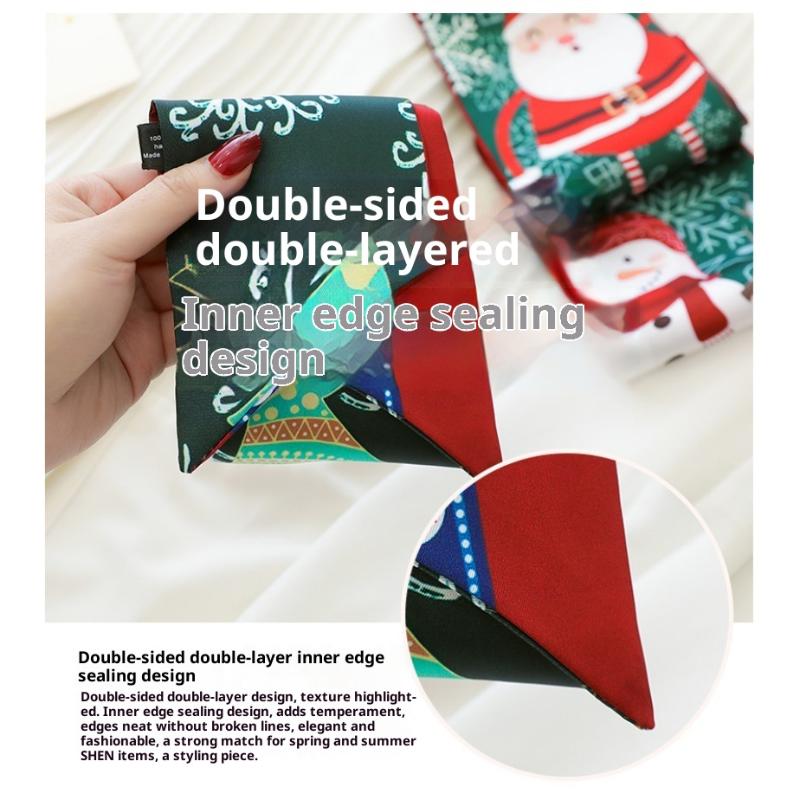 Christmas Element Versatile Scarf - Holiday Bow Decorative Scarf Straps For Hair Accessories Bag Decoration & Gift