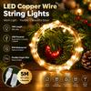 LED Copper Wire String Lights, 10m 100 LEDs, USB Powered, IP44 Waterproof