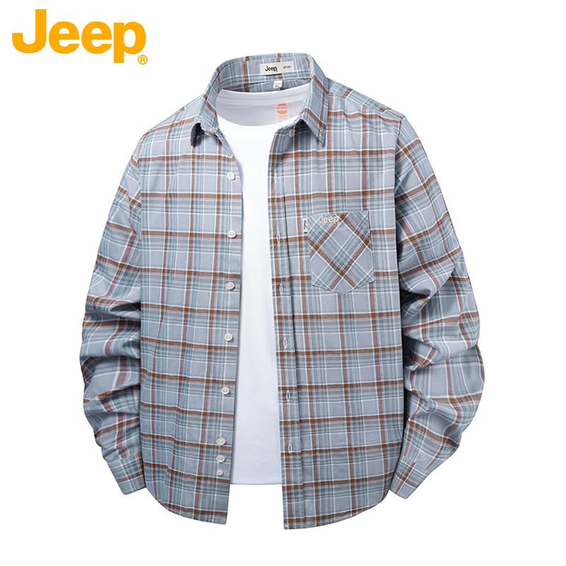 JEEP Unisex Plaid Long-Sleeve Shirt 3XL