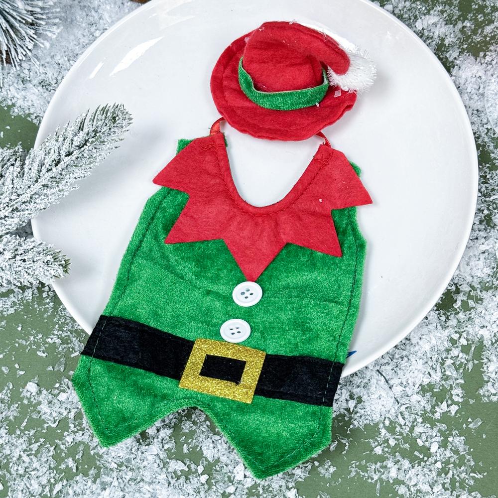 New Christmas Wine Bottle Covers Xmas Wine Bottle Bags Elf Clothes With Hat New Year Gifts Home Dinner Party Table Decorations