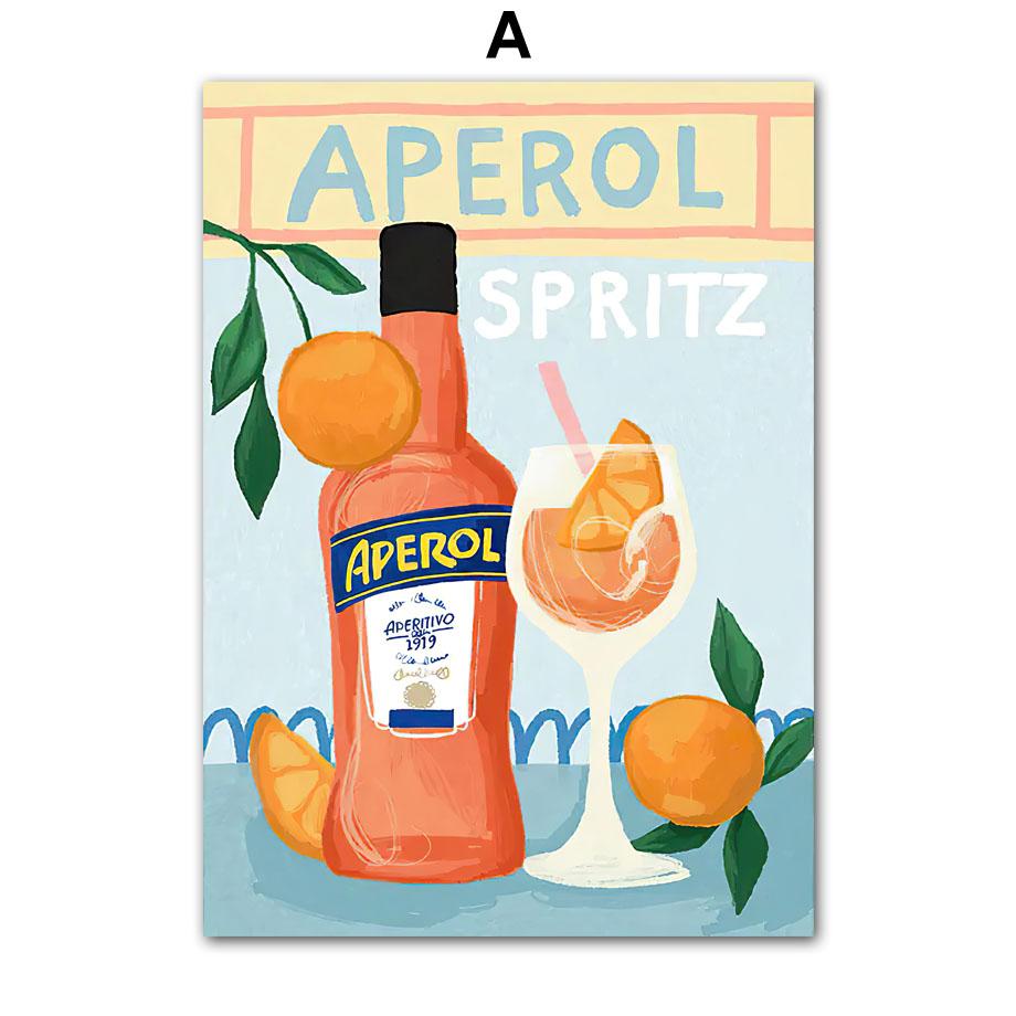 Koktejl Color Block Ručně malovaný Mojito Nástěnné umění Plátno Malba Plakáty a Tisky Severský Obývací pokoj Domácí Dekorace Nástěnná malba