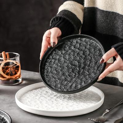 Creatief Keramisch Westers Dinerbord met Mat Steenkorrel Groot Rond Porselein Barbecue Steakbord Exquise Tafelgerei Koken