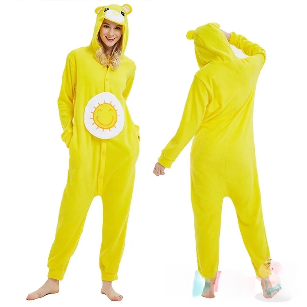 Soft Heart Bear Fleece Jumpsuit, Cozy Winter Onesie Pajamas for Adults, Animal Themed Kigurumi Sleepwear with Hood, Perfect Loungewear Halloween Gift