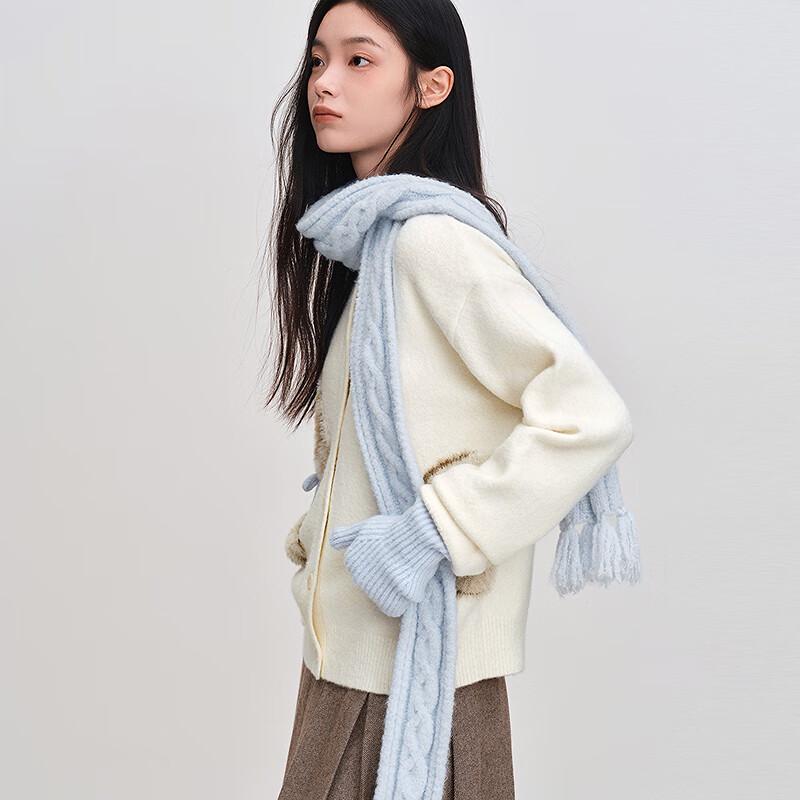 Ledian Women's 3D Plush Rabbit Knit Cardigan