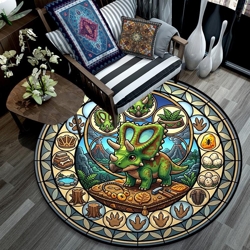 Alfombra Redonda de Cristal Prehistórico Debajo de Sillas de Oficina Dormitorio Sala de Estar Decoración del Hogar