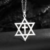 Davidstern Kreuz Anhänger Halskette für Männer Frauen Je Talisman Edelstahl Schmuck Geschenk