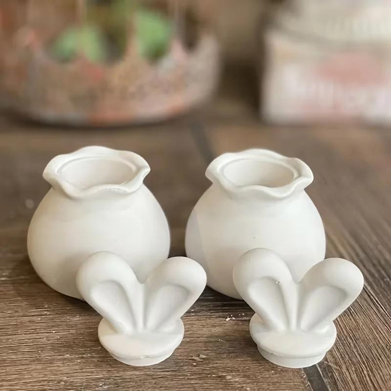 2026 Latest Models 3D Bunny Ear Lid Silicone Mold Storage Jar Candle Holder Epoxy Resin Casting for DIY Crafts Jewelry Miniature