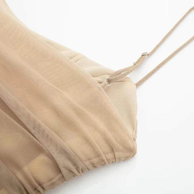 Women's Gradient Printed Tulle Halter Midi Dress Fashion Sexy Backless Spaghetti Strap Dress Summer Party Slim Dresses