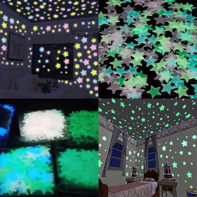 DIY Domácí dekorace 3D Hvězdy Hvězdy Svítící 100 ks Fluorescenční Samolepky na zeď do ložnice Svítí ve tmě Šperky