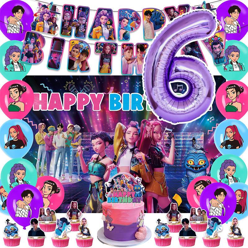 Set Tacâmuri de Petrecere de Unică Folosință Kpop De Hunter Tragere de Steag Petrecere de Ziua de Naștere Coreean Kpop Petrecere Anime Celebrare Consumabile Picnic Deco