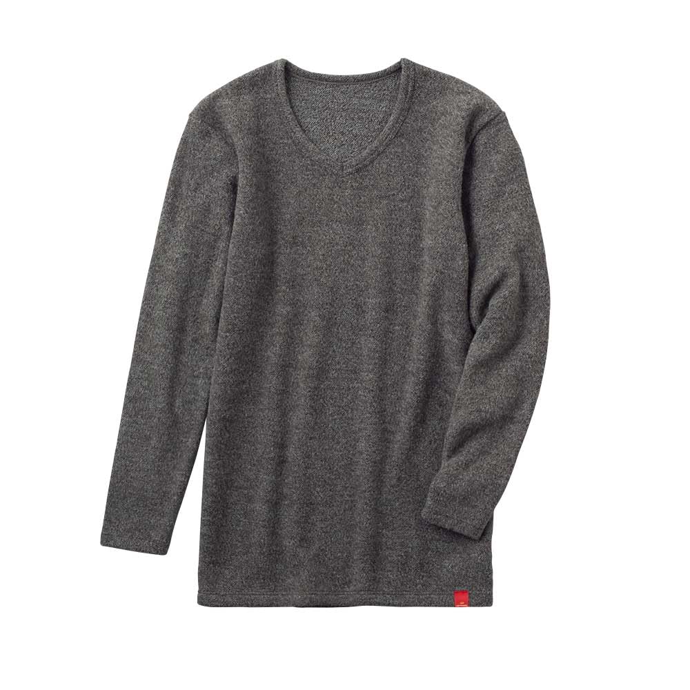 Gunze Hot Magic Inner Shirt equivalent to 5 layers of cotton Long Black Size LL (Warmth underwear), Sleeve, V-Neck, Moisture-Wicking, Double-Sided