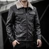 New leather jacket men's fur integrated pu leather jacket locomotive lapel men's fleece thickened leather jacket slim fit