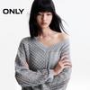 ONLY Women's Loose Asymmetrical Crochet V-Neck Knit Sweater