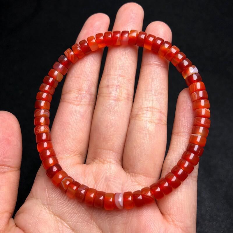Red Agate Straight-Cut Spacer Beads Bracelet DIY Wenwan Accessories