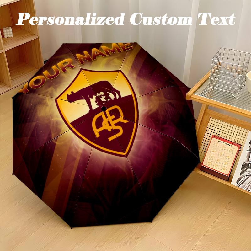 8 Rib Auto Folding Umbrella AS Roma Print Custom Name Text Portable Rain Gear