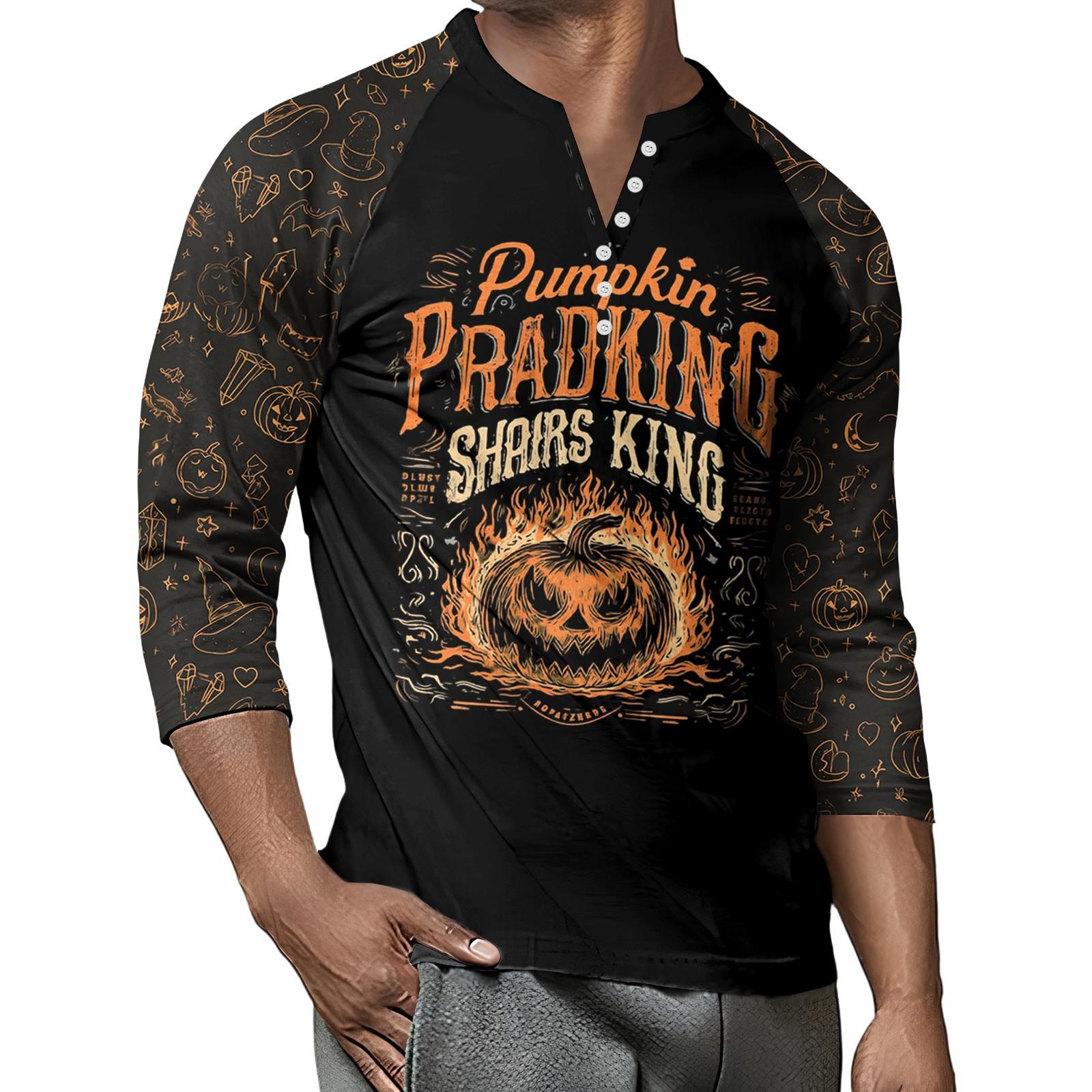 

Мужской контрастный топ реглан на пуговицах с рукавом 3/4 S