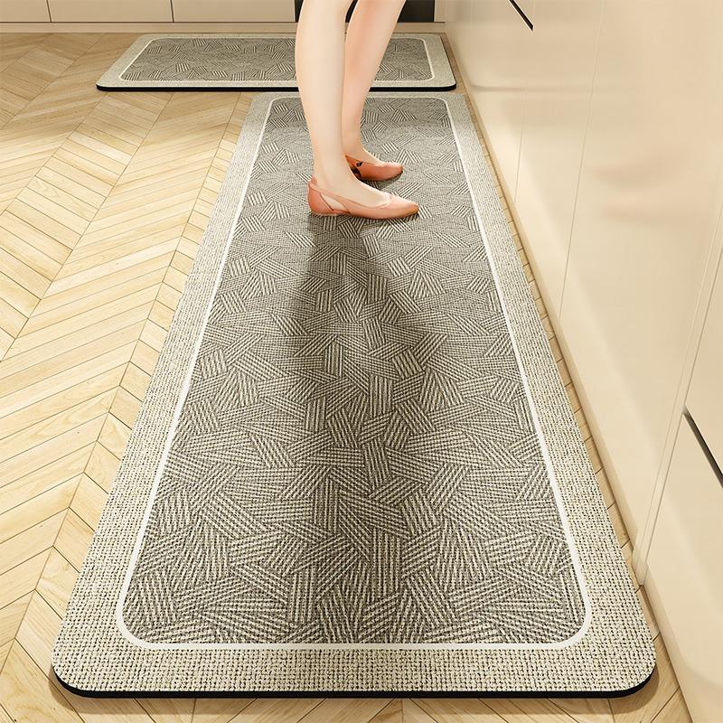 Kitchen Floor Mat Non-Slip Oil-Proof Waterproof Carpet Simplicity Solid Color Pattern Rug Long Size Home Decor Mats
