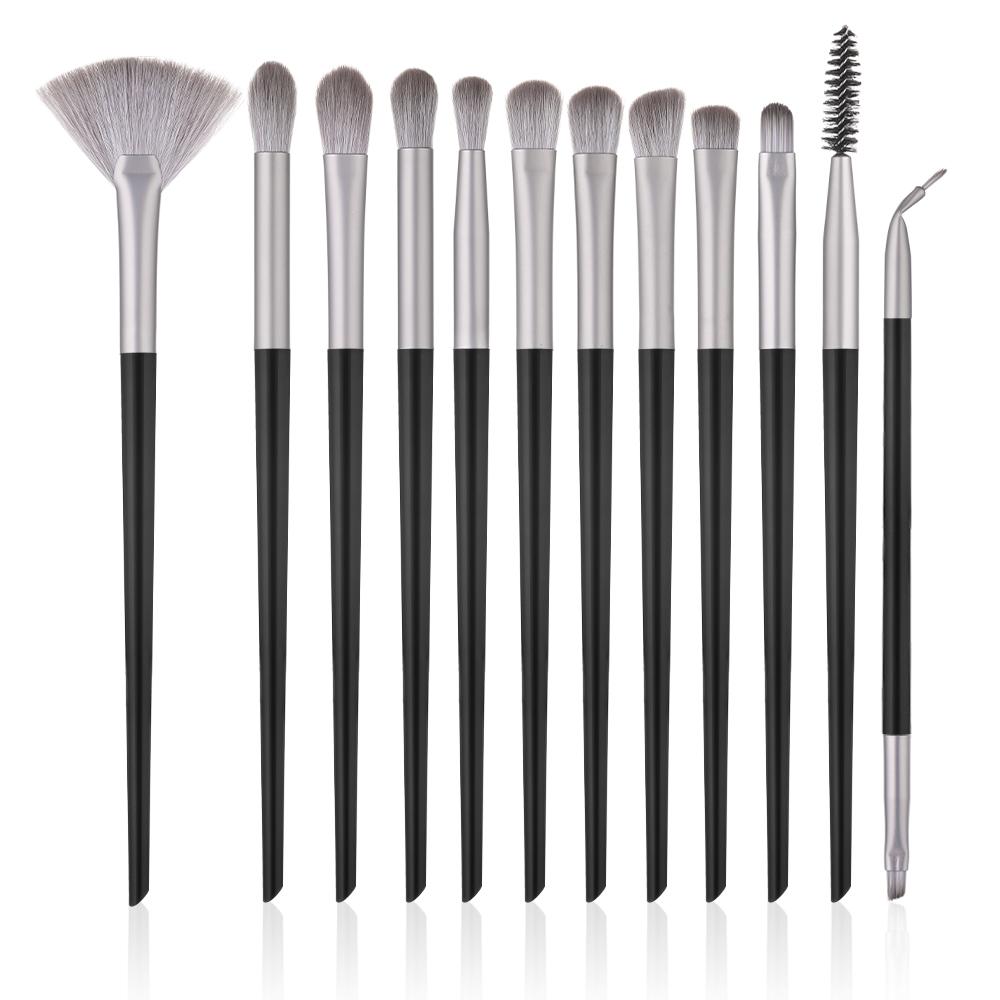 12PCS Eyeshadow Makeup Brushes Blending Eyebrow Brush Eyeliner Brush Wool Hair Small Fan Brush Cosmetic Tool