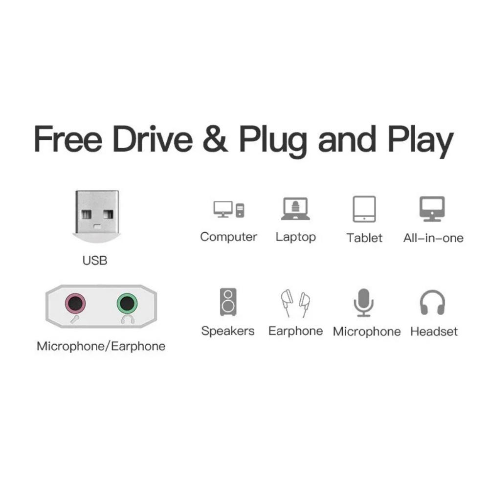 USB Sound Card o Adapter 3.5mm Virtual 7.1 for Headphone Mic