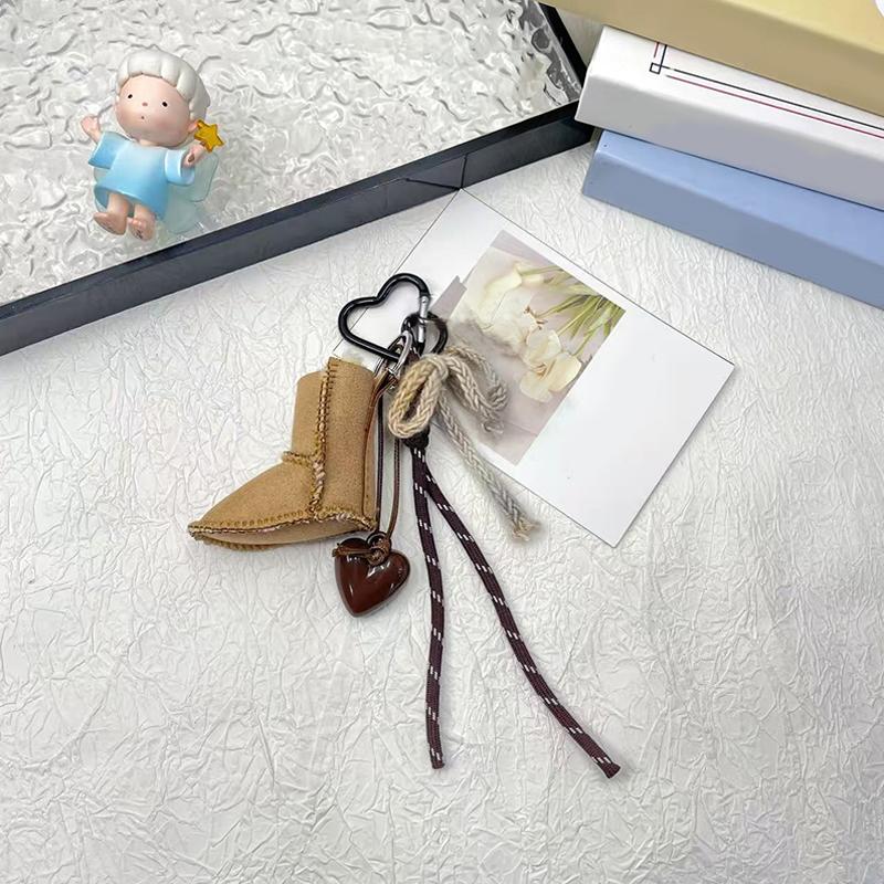 Yogodlns Cute Snow Boots Phone Bag Pendant Chain Accessories Aesthetic Shoes Heart Shape Decoration Charm Keychain Gift