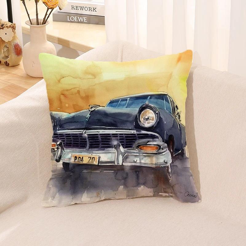 Cushion Cover Watercolor Car Pillow   Room Decor  Case
