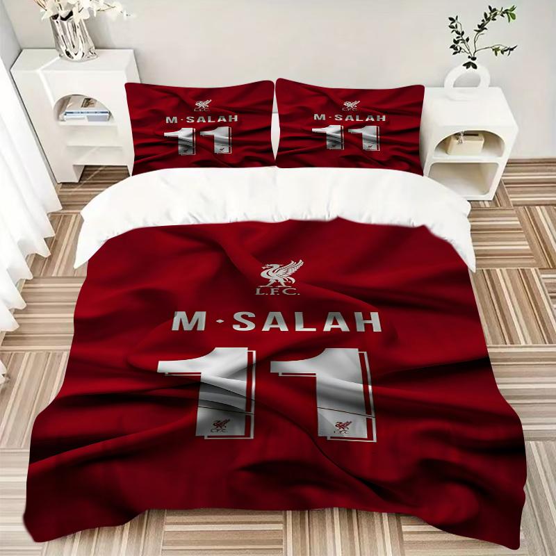 3Pcs Salah'S Liverpool Jersey Bedding Sets For All Sizes New 3D Printed Bed Cover Comforter Duvet Cover Pillowcase Bedroom Decoration