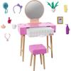 Mobilier Barbie - HJV35 - Maison de poupée - Vanité, Miroir, Tabouret - Blanc