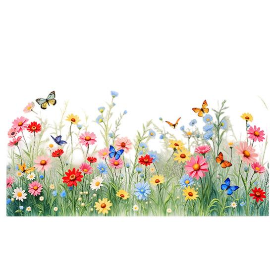 Spring Summer Flower Butterfly Window Cling Colorful Floral Window Sticker Removable Double-Sided Static Decals for Home Office Classroom Decor